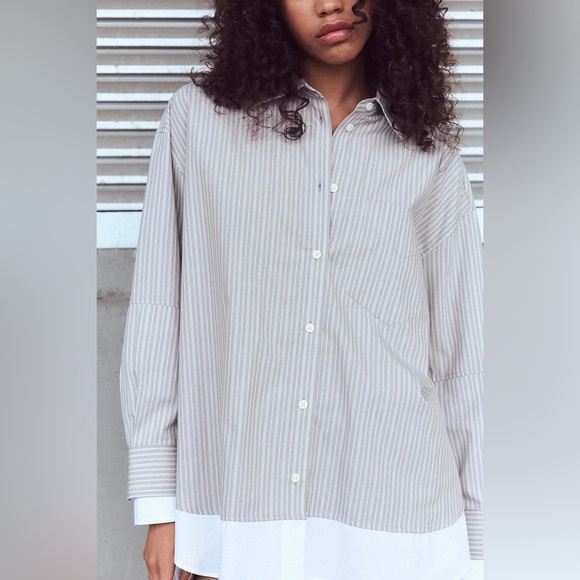 DOUBLE CUFF OVERSIZED POPLIN SHIRT - Picture 5 of 10